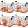 Bulyoou 4 Pcs Fall Storage Basket for Gifts Empty Large Fall Pumpkin Storage Bins with Handles 15 x 10 x 8 Fabric Laundry Baskets Autumn Harvest Collapsible Organizer Boxes for Home Clothes Toys Books