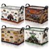 Bulyoou 4 Pcs Race Car Storage Basket for Gifts Large Monster Truck Storage Bins with Handles 15 x 10 x 8 Fabric Car Themd Collapsible Organizer Boxes for Home Nursery Bedroom Laundry Clothes Toy Book