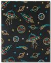 Bundle of (4) Space Rocket Ship Black Themed 3-Hole 2-Pocket Portfolio Paper Folders for Back to School