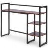 Bunkal Desk Hutch, 38.6 Inch Solid Bamboo Desktop Bookshelf Organizer with Reversible Side Shelf, Full-Size Keyboard Gap, Shelf for Top of Desk, Dorm (Walnut)