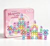 burgkidz Travel Glitter Magnetic Blocks for Girl, 49Pcs Case Ages 3-6