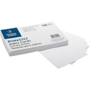 Business Source Plain Index Cards, White, 5 X 8
