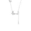 Butterfly Tassel Teardrop Pendant Necklace for Women, Silver‑Tone Metal Lariat Neck Chain, Inlaid Zircon Butterfly Drop Neck Jewelry For Street Wear And Evening Gathering Wear