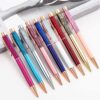 BUXGWLCH 9 Pcs Ballpoint Pen Metal Office School Stationery Spinning Shiny Clip Glitter
