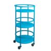 BVUFDRX 3-Tier Round Rolling Storage Cart Built with Durable Frame, Equipped with Guardrail Shelves and Lockable Smooth Casters, Freestanding Movable Organizer for Indoor Storage Arrangement(Blue)