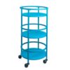 BXCHCEYG 3-Tier Rolling Storage Rack, 32 Inch Blue Mobile Storage Cart With Lockable Casters, Guardrail Shelf Organizer For Kitchen Bathroom Laundry Room Bar Office