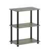 BXCHCEYG 3-Tier Storage Shelf, French Oak & Black Composite Wood Freestanding Organizer For Home Office Bedroom