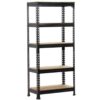 BXCHCEYG 5-Tier Boltless Adjustable Steel Storage Shelf Unit, 1930 LBS Heavy Duty Shelving With Board For Garage Kitchen Office Balcony, Black