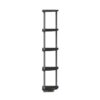 BXCHCEYG 5-Tier Multipurpose Corner Display Shelf, Freestanding Vertical Storage Rack, Black And Grey Modern Decor Shelving Unit For Living Room Bedroom Office