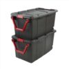 BXRFYIN Extra‑Large Wheeled Industrial Storage Bin, 40 Gallon Durable Plastic Tote With Latching Lid And Pull Handle, Black, 2 Pack