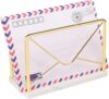 BYCY Mail Organizer Countertop,Metal Letter Organizer Sorter with Marble Base,Cutout Mail Envelope Design,Mail Holder Letter Holder for Upright Bill Postcards and notepads Stand for Home Office