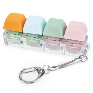 Byhoo Keyboard Fidget Toys, Quiet Fidget Toys for Relieve Stress, Fidget Keychain of 4 Colors Keyboard Clicker, Silent Fidget Keyboard for Study Room, Library and More Quietness Place