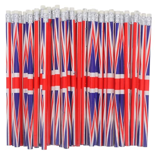 Cabilock 120pcs Natural Wood Pencils with Unique Flag Design, Smooth Writing Experience and Break-resistant, for Classroom and Office Use, Festive Wooden Pencils and Professionals