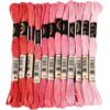 CABODYALS 12 Skeins 105 Yards 6 Strands Pink Embroidery Floss Cord Friendship Bracelet String Threads Variegated Gradient Bulk Cross Stitch Thread Yarn Set for Sewing Making Knitting Craft DIY Supply