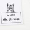 California Spangled Cat Peeking Ex Libris Book Stamp, Duo Hand Mount