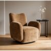 Calivox Swivel Accent Chair, 32.48-Inch Dark Camel Chenille Upholstery