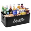Candco Metal Snack Organizer for Countertop, 4 Compartment Snack Bar Station Organizer with Handles, Black Snack Basket Container Box, Snack Holder Tray for Kitchen Pantry Cabinet Office Movie Night