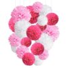 Capesaro Pink Paper Pom Poms - 10",12" Tissue Pom Poms Decorations for Bachelorette Baby Shower Girl Party Hanging Decor - 12 Piece Set