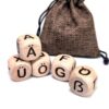 Capital German Letter Dice Game Set - 5 Wooden Dice (20MM) with Linen Bag