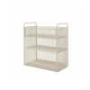 CAQYPVH Mesh Storage Rack Open-Grid Three-Tier Organizer Heavy Duty Bookshelf with Handles for Students, Study Room, White, Three-Tier Without Wheels