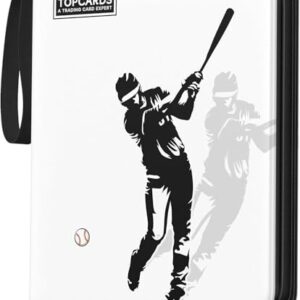 Card Binder 4 Pocket ，Trading Card Binder 400 Pockets Football Card Holder with 50 Removable Sleeves 3-Ring Zip Design Star/Ball/Sport Collectible Trading Card Albums Gifts for Boys Girls (Baseball)