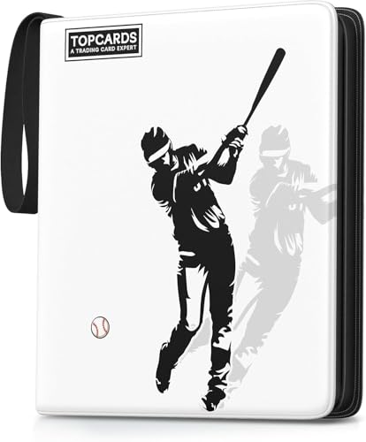 Card Binder 4 Pocket ,Trading Card Binder 400 Pockets Football Card Holder with 50 Removable Sleeves 3-Ring Zip Design Star/Ball/Sport Collectible Trading Card Albums Gifts for Boys Girls (Baseball)