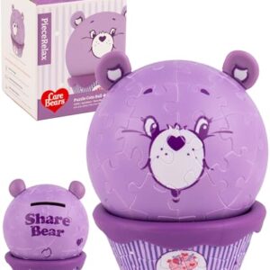Care Bears™ by PieceRelax 3D Puzzle Coin Bank - Share Bear - Office and Home Decoration Made By 84 Curved Plastic Puzzle Pieces, Unique Gifts for Puzzle Lovers [C1092]