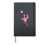 Cartoon flamingo playing volleyball Hardcover Journal, Black