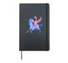 Cartoon flamingo riding on horse Hardcover Journal, Black