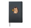Cartoon hedgehog playing cowbells Hardcover Journal, Black