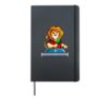 Cartoon lion playing table tennis Hardcover Journal, Black