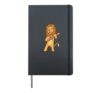 Cartoon lion playing ukulele Hardcover Journal, Black