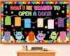 Cartoon Monster Bulletin Board Set Colorful Door Shaped Paper Cutouts Cute Monster Classroom Decor Motivational Door Cutouts for Back to School Teacher Office Home Chalkboard Wall Party Decor