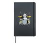 Cartoon Panda playing the drums Hardcover Journal, Black