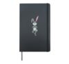Cartoon rabbit meditates with yoga Hardcover Journal, Black