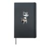 Cartoon raccoon playing banjo Hardcover Journal, Black