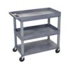 Casafoyer EC112-G Multipurpose Utility Tub Cart with Two Tub Shelves and One Flat Shelf, 300 lbs. Weight Capacity, Ergonomic Push Handle, Gray