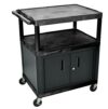 Casafoyer LP40CE-B Endura 3-Shelf Presentation Cart with Cabinet, 40-1/4" Height, Black