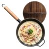 Cast Iron Pan with Lid Removable Wooden Handle Ergonomic Pot