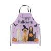 Castle Fairy Cute Dogs Chef Apron,Pumpkin Lantern Ghost Apron 31"x26",Halloween Theme Kitchen Aprons for Women,Purple Black Aprons for Cooking Baking Painting Gardening