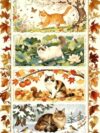 Cat Animals Scenery Stamped Cross Stitch Kits for Beginner 12x16 Inch