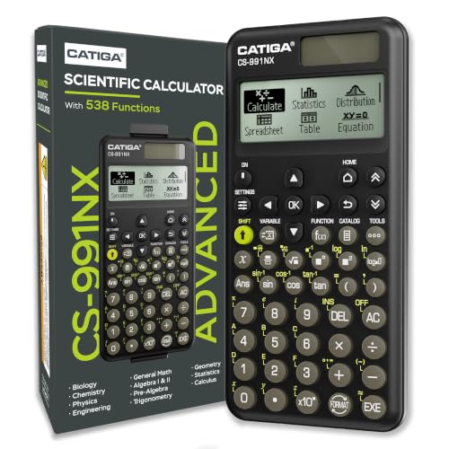 CATIGA Scientific Calculator with Textbook-Style HD Display, Solar & Battery Scientific Calculators for College, High School & Engineering Students, Icon Menu & Magnetic Hard Case, CS-991NX