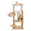 Cat Tree, Multi Level Large Cat Tower, Wood Color for Indoor Cats