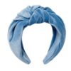 CAUDIO Velvet Knotted Headband For Women Elastic Wide Knotted Hairband Cocktail Dating Makeup Hair Hoop for Ladies(Blue)