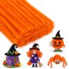 Caydo 100PCS Orange Pipe Cleaners for Halloween, Fluffy Chenille Stems