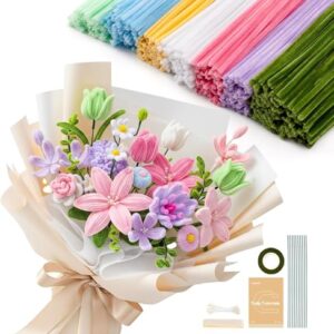 Caydo 500 Pieces Pipe Cleaner Flower Kit, Macaron Color