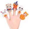 CCINEE 5pcs Halloween Finger Puppets for Kids, Tiny Hands Puppet Toys Rubber Witch Pumpkins Ghost Characters Toys for Toddlers Bath Toys Storytelling Trick or Treat Gifts Party Favors
