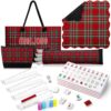 Ceenna Christmas Plaid Mahjong Set with Carrying Bag Complete Mahjong Game