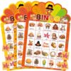 ceiba tree Thanksgiving Bingo Game for Kids Adults Family Fall Autumn Turkey Shaped Bingo Cards Games 24 Players for School Classroom Large Group Activities Party Favors