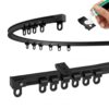 Ceiling Mounted Curtain Track Kit 1m-6m, Flexible Curtain Track for Straight & Bay Window, Heavy Duty Bendable Curtain Rail for Shower Room Dividers RV Bedroom, All Fixings(Black,13ft/4m)